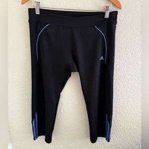 Adidas Women's Black Capris leggings with Blue Highlights